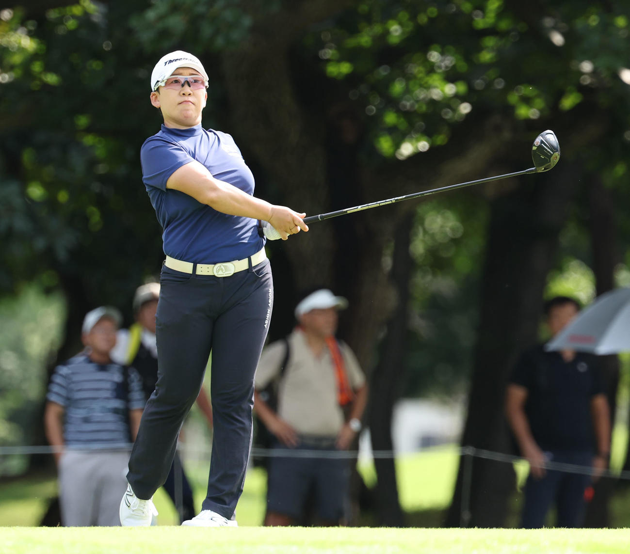 3番、ティーショットを放つ申ジエ（撮影・佐藤翔太）