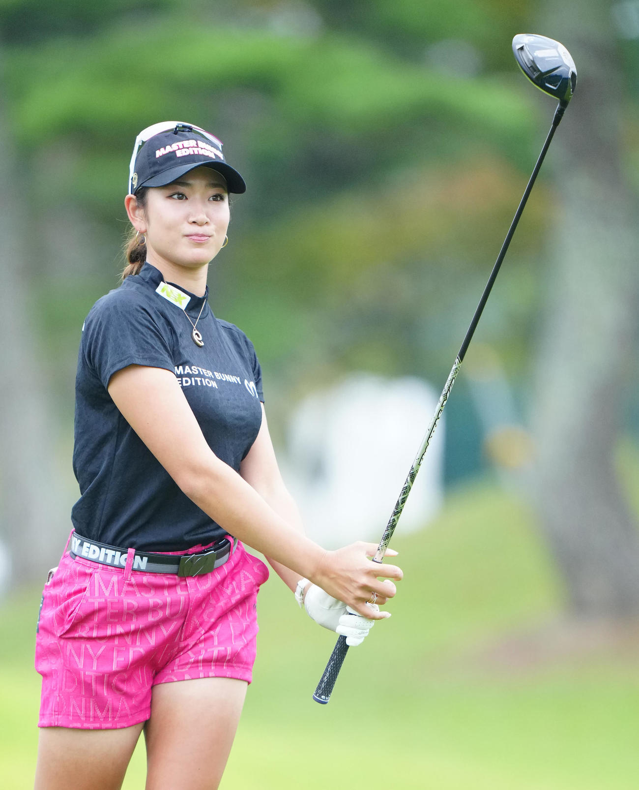 プロアマ戦でティーショットを放つ原英莉花（撮影・江口和貴）
