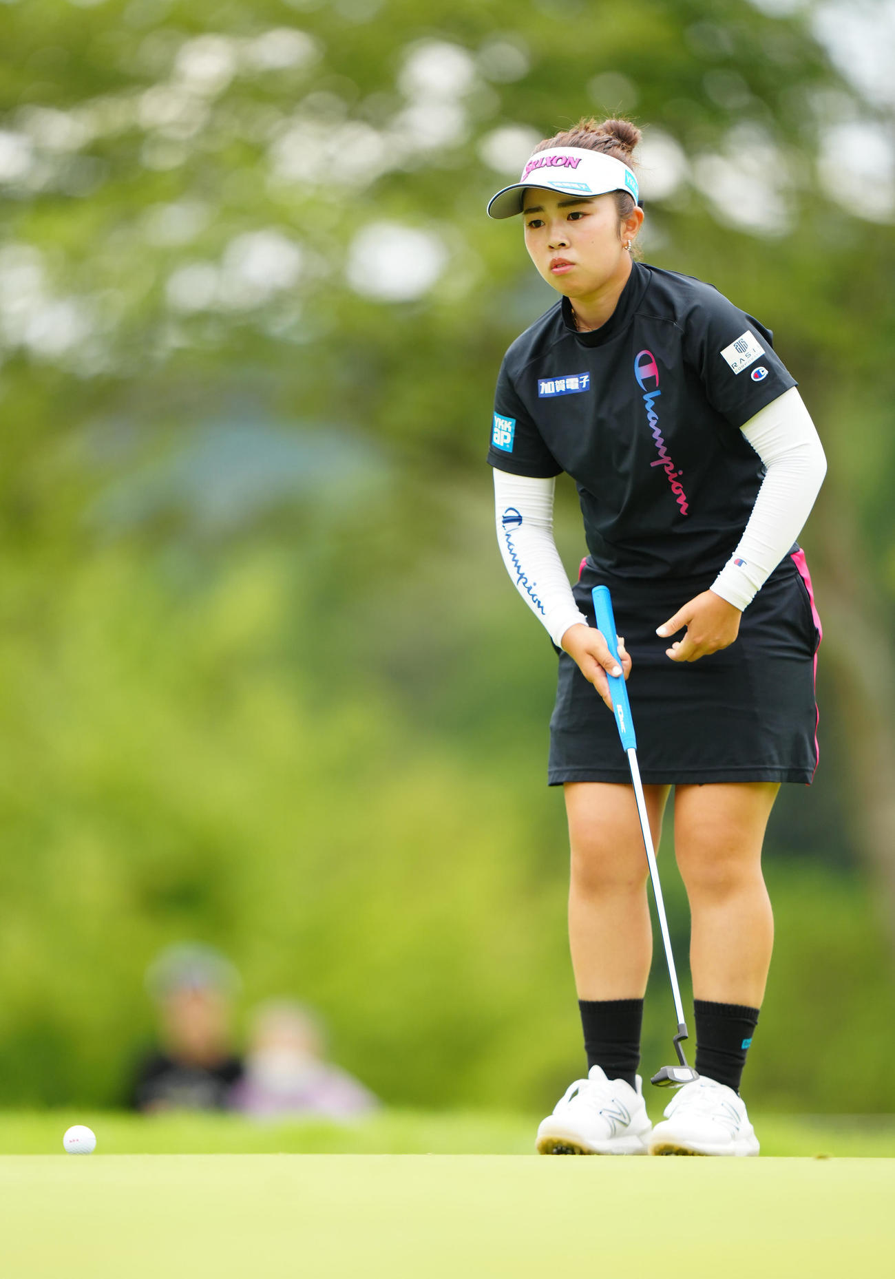 1番グリーンに臨む山下（撮影・江口和貴）