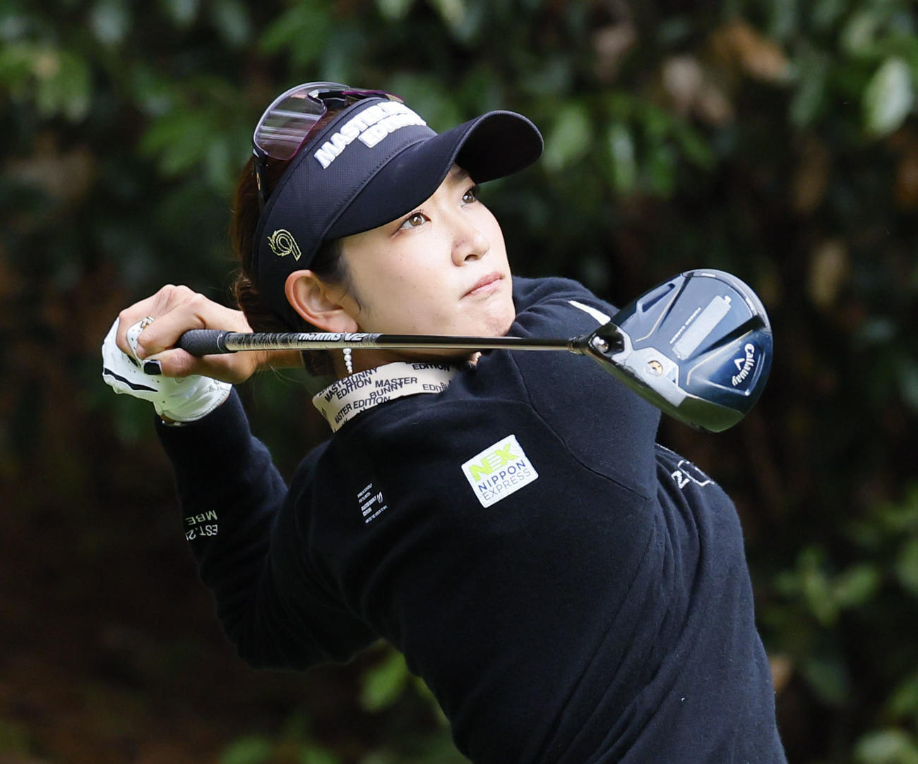 2番、ティーショットを放つ原英莉花（撮影・藤尾明華）