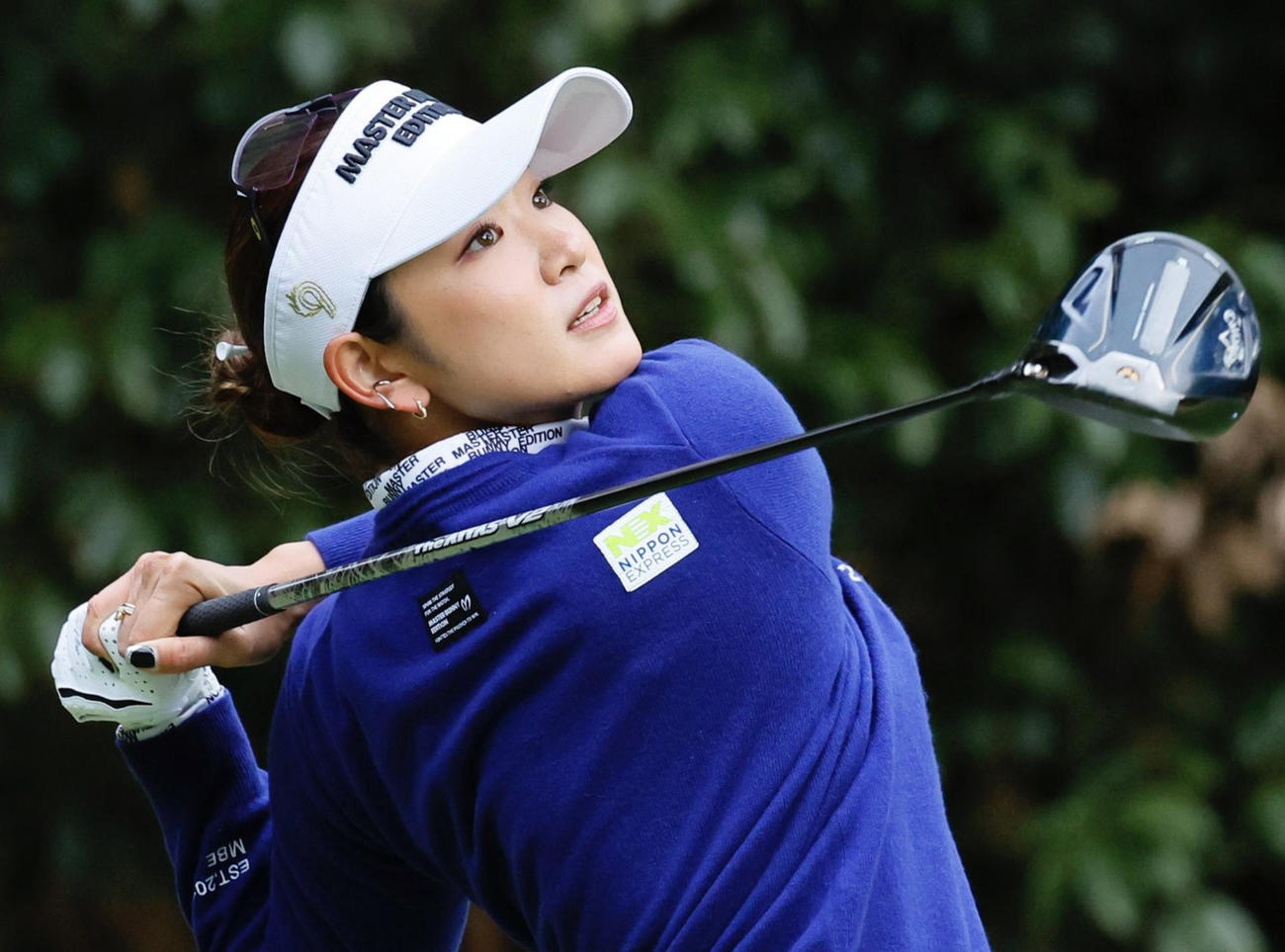 2番、ティーショットを放つ原英莉花（撮影・藤尾明華）
