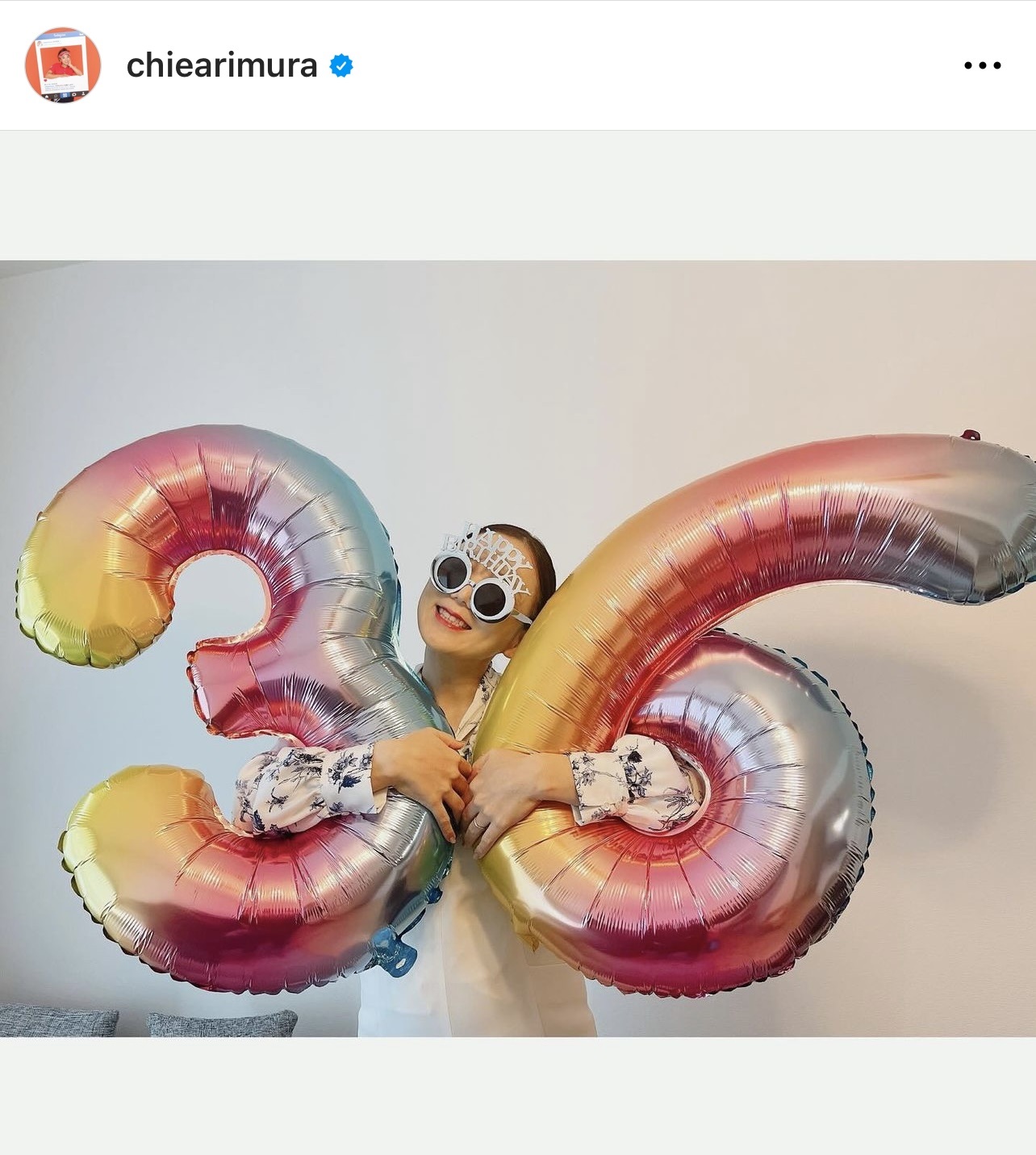 インスタグラムでも36歳誕生日を報告（有村智恵のインスタグラムから）