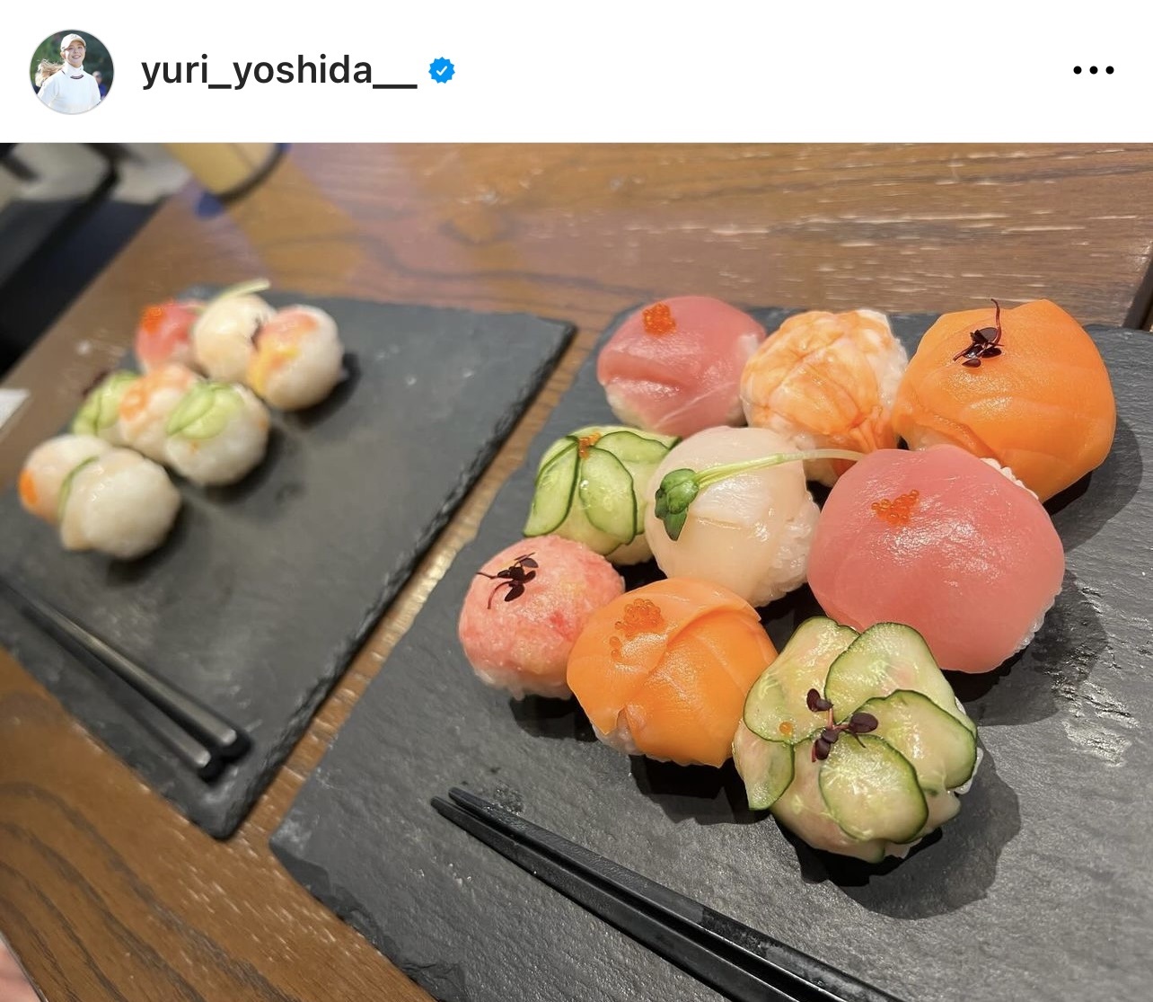 きれいに並んだ手まり寿司（吉田優利のインスタグラムから）