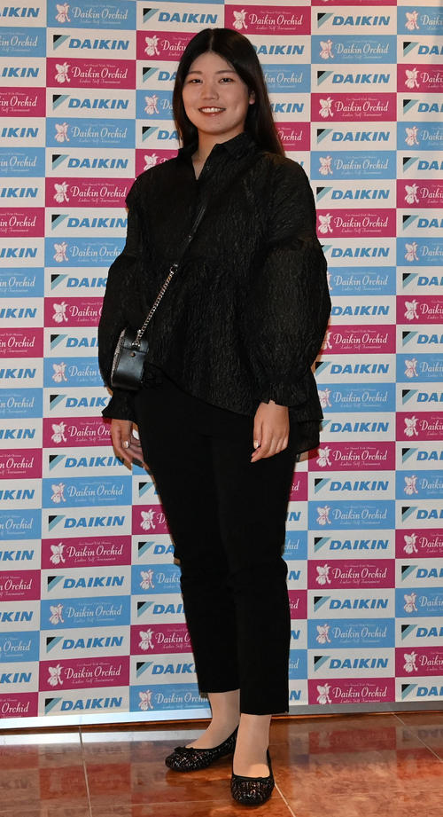 ダイキン・オーキッド・レディース前夜祭に出席した桜井心那（撮影・前岡正明）