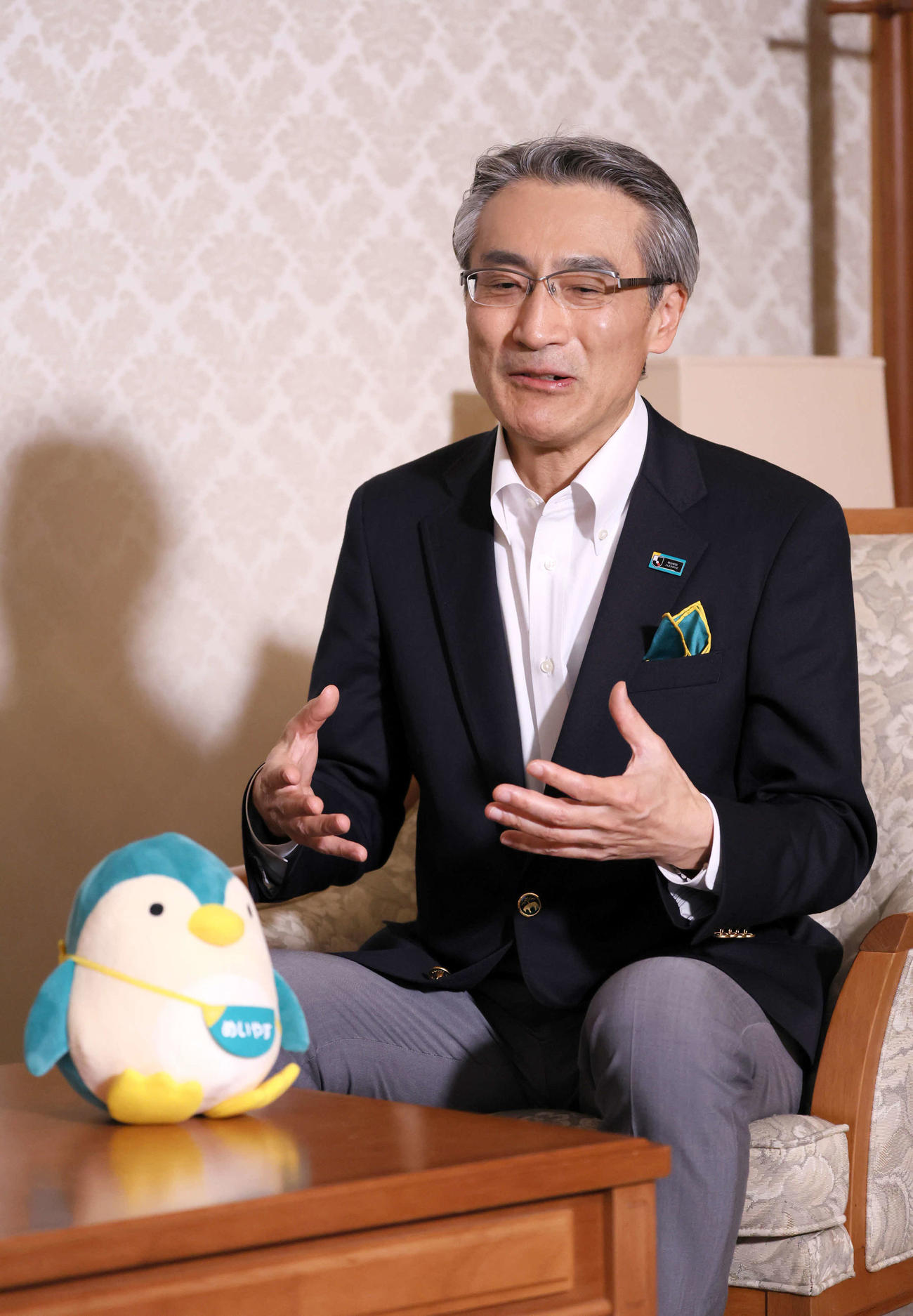 明治安田レディス前夜祭でクロストークする明治安田の永島取締役代表執行役社長（撮影・上山淳一）