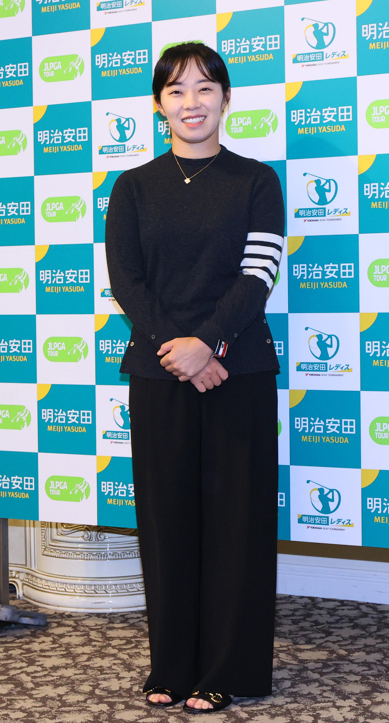 明治安田レディスの前夜祭に出席するキムスジ（撮影・上山淳一）