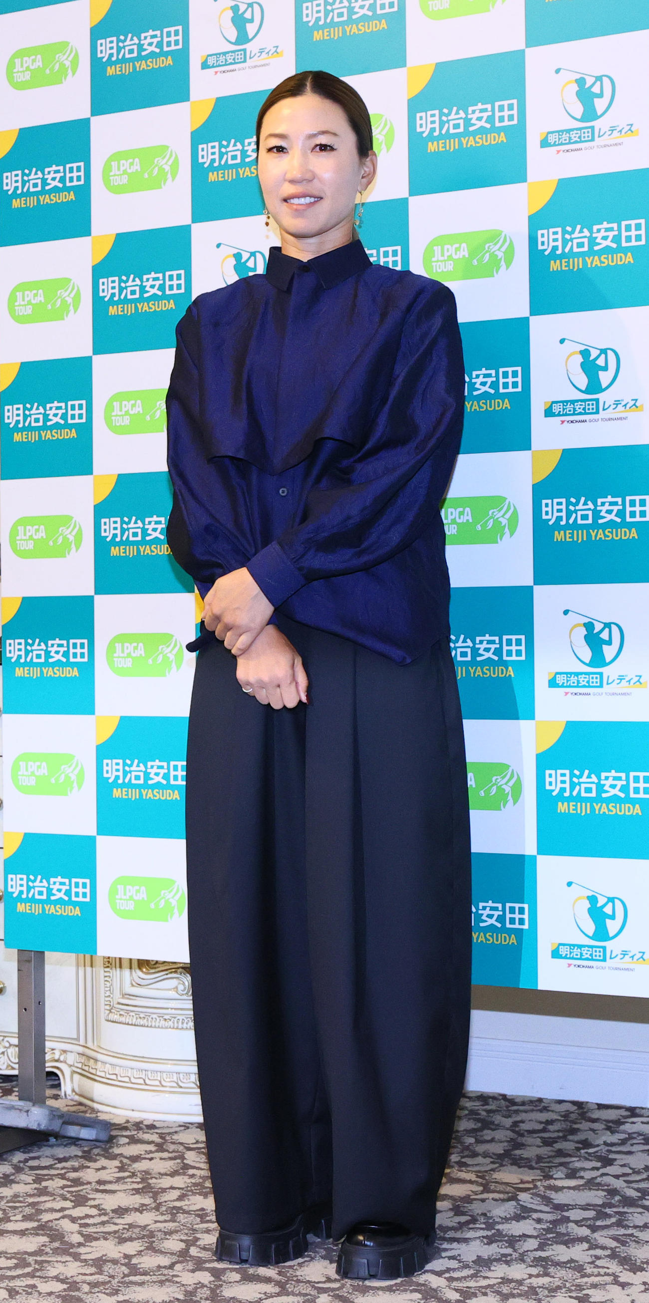 明治安田レディスの前夜祭に出席する上田桃子（撮影・上山淳一）