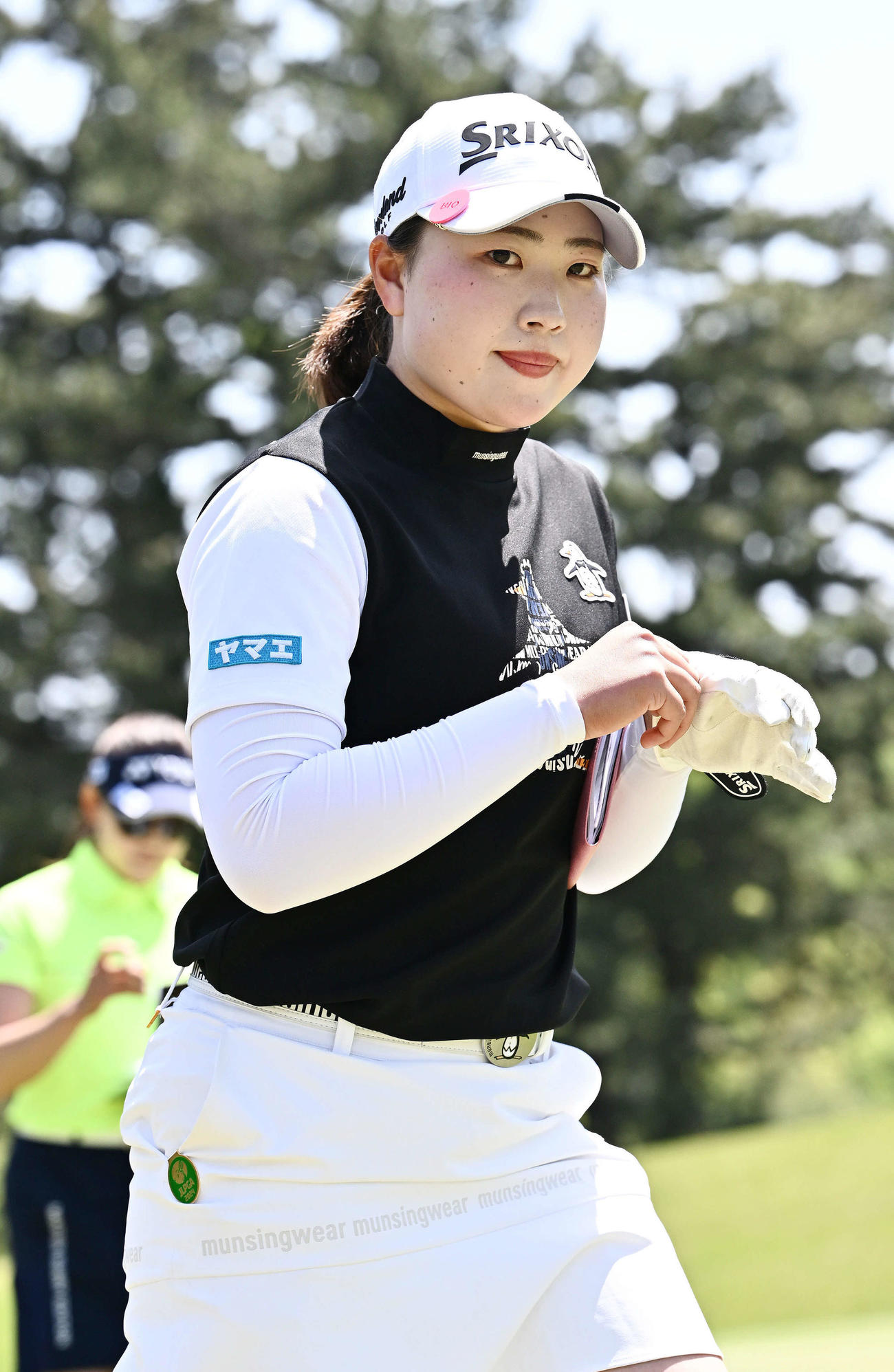 4番、バーディーパットを沈めた竹田（撮影・滝沢徹郎）