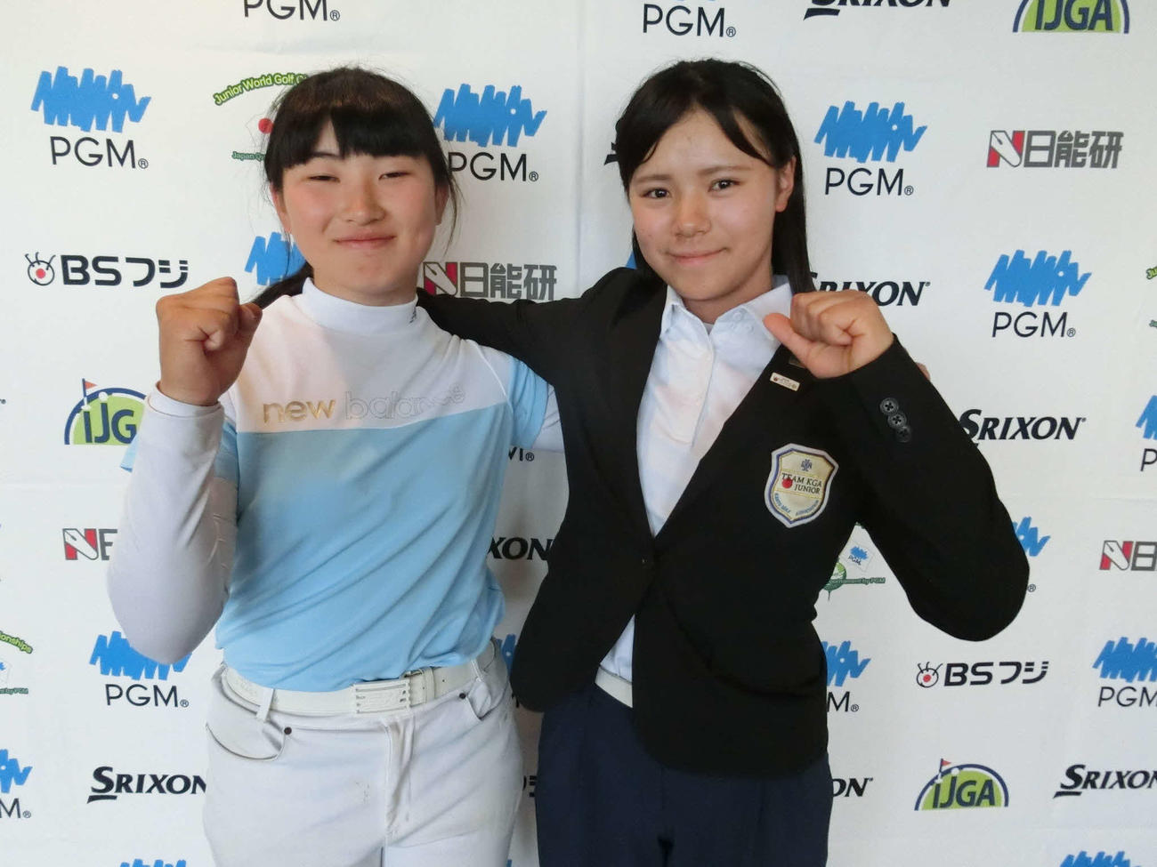 15－18歳の部女子優勝仁科優花（右）と2位の山下萌寧（C）IJGA