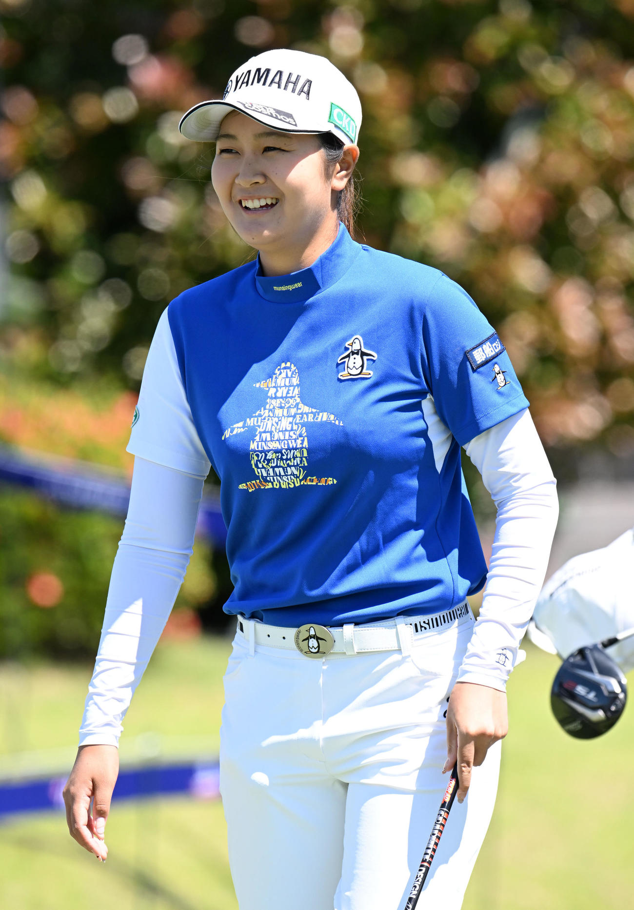 三井松島レディスプロアマ　1番、笑顔を見せる神谷（撮影・林敢治）