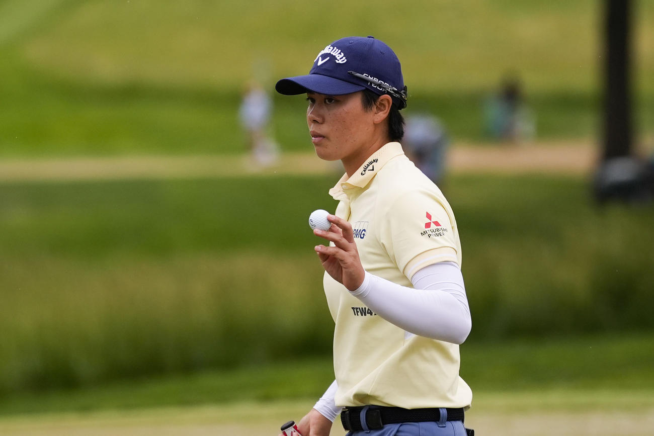 全米女子オープン最終日　16番でバーディーを奪った笹生優花（AP）