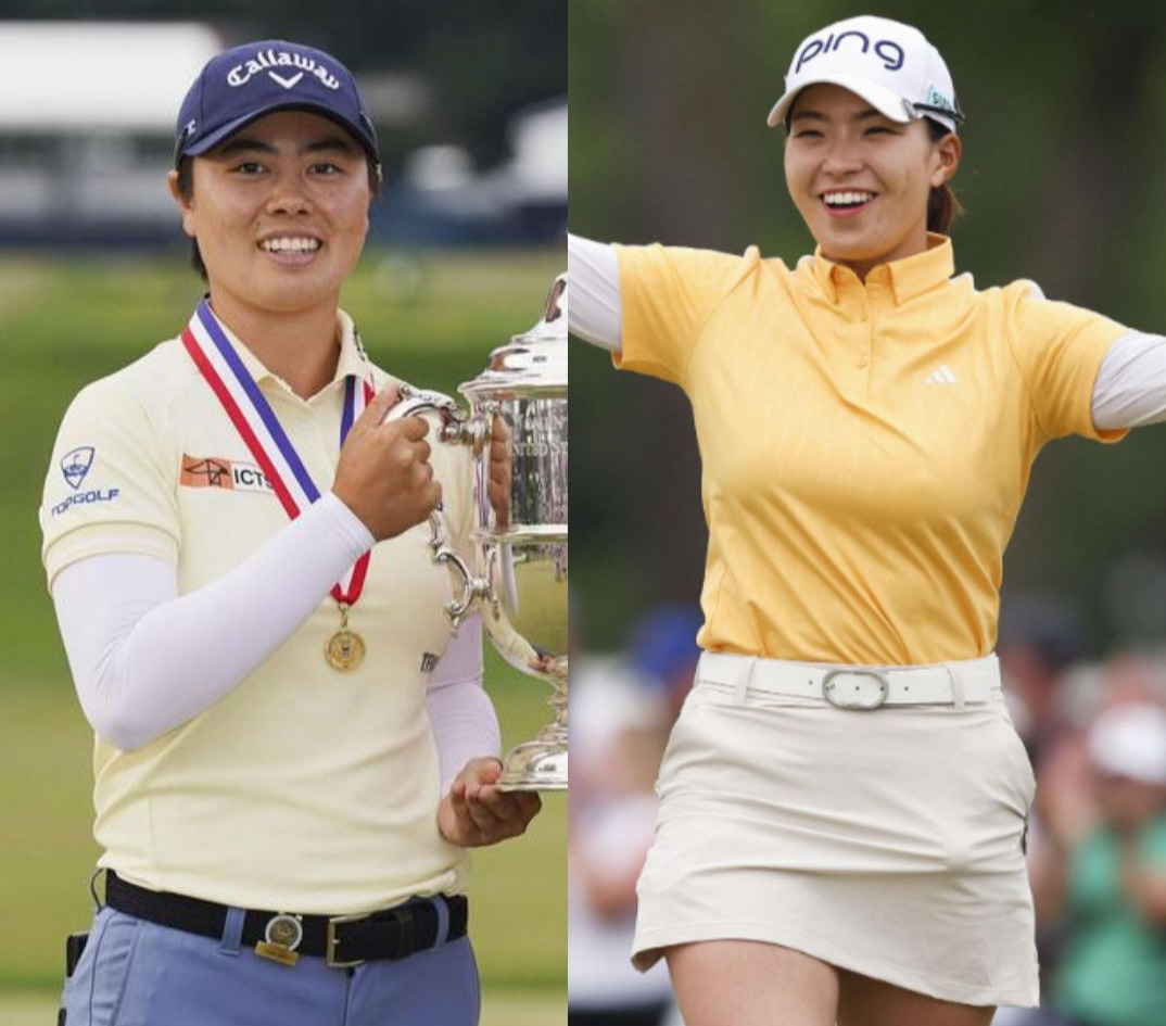 全米女子オープンで優勝した笹生優花（左）と２位に入った渋野日向子（ともに共同）