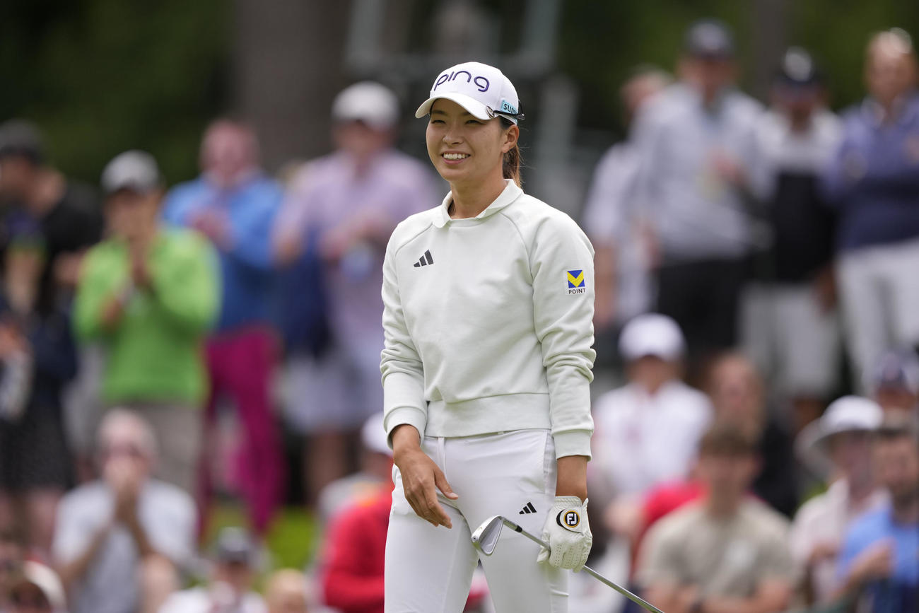 全米女子プロ選手権最終日　17番のティーショット後に笑顔を見せる渋野日向子（AP）