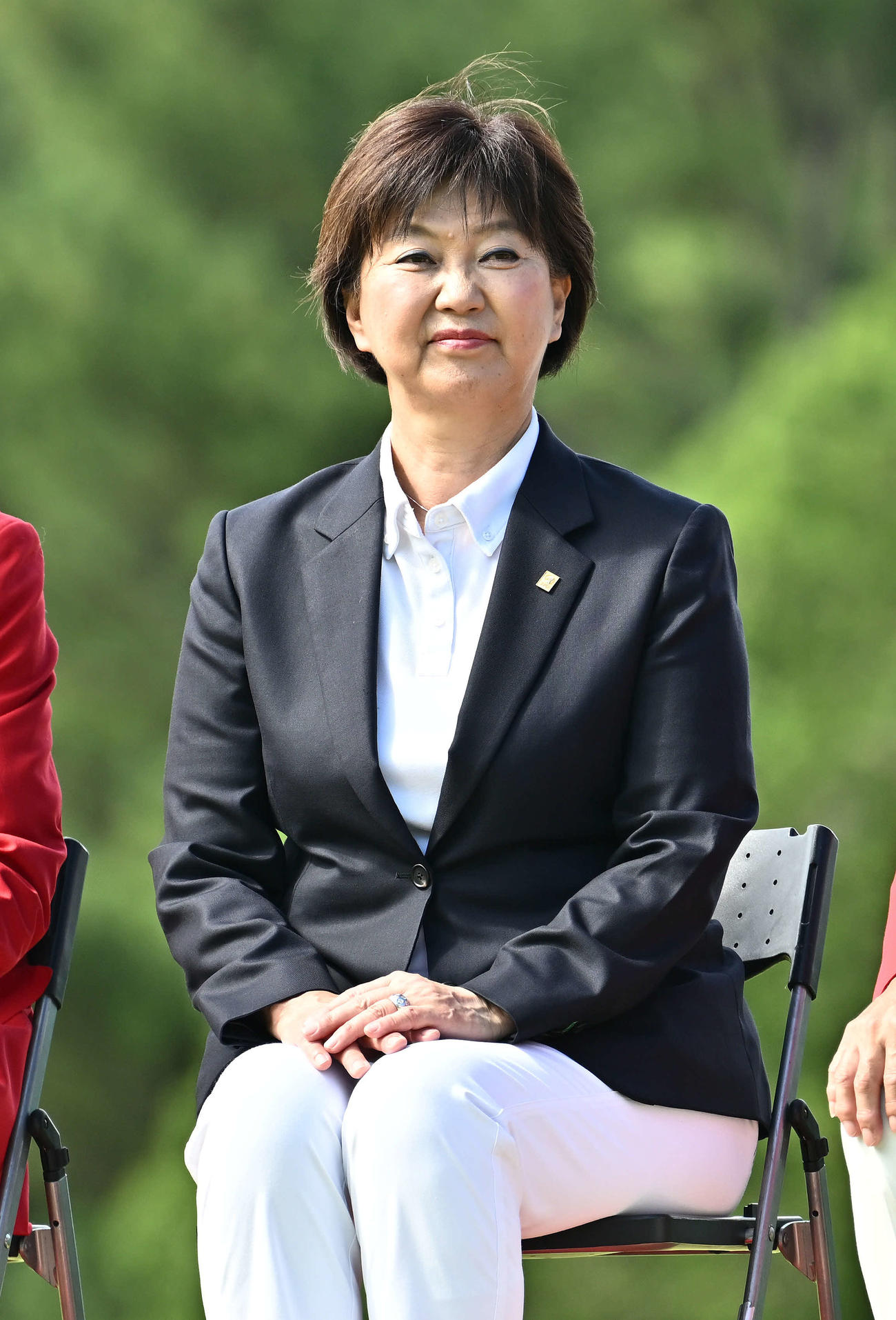 表彰式に臨むJLPGA小林会長（撮影・滝沢徹郎）