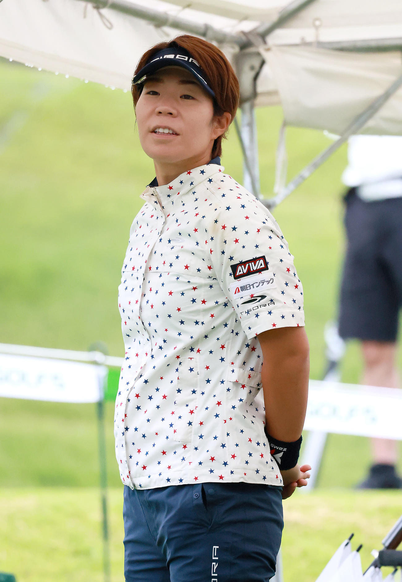 プロアマ戦に臨む穴井（撮影・上山淳一）