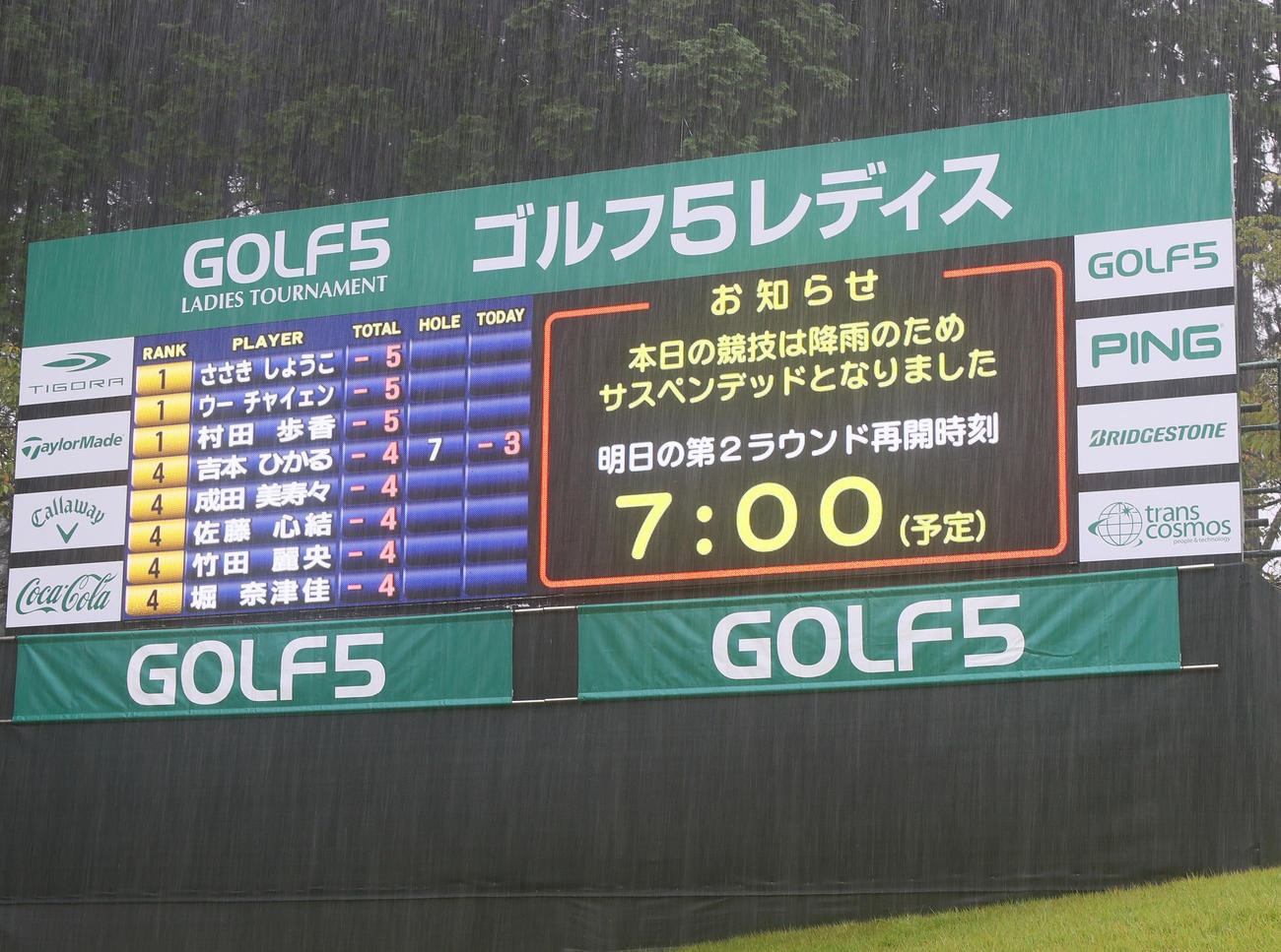 降雨のためサスペンデットとなった（撮影・上山淳一）