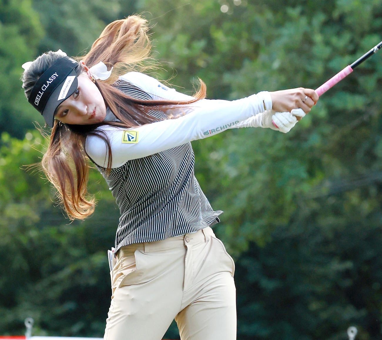 プロアマ戦で調整する臼井（撮影・上山淳一）