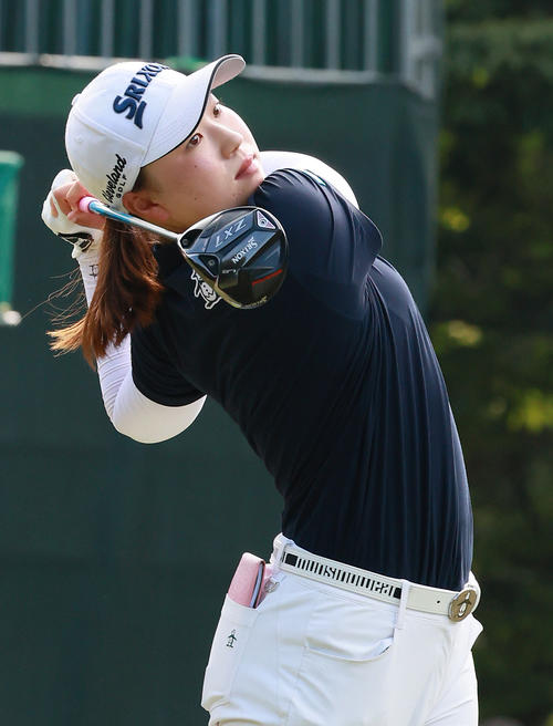 プロアマ戦で調整する竹田（撮影・上山淳一）