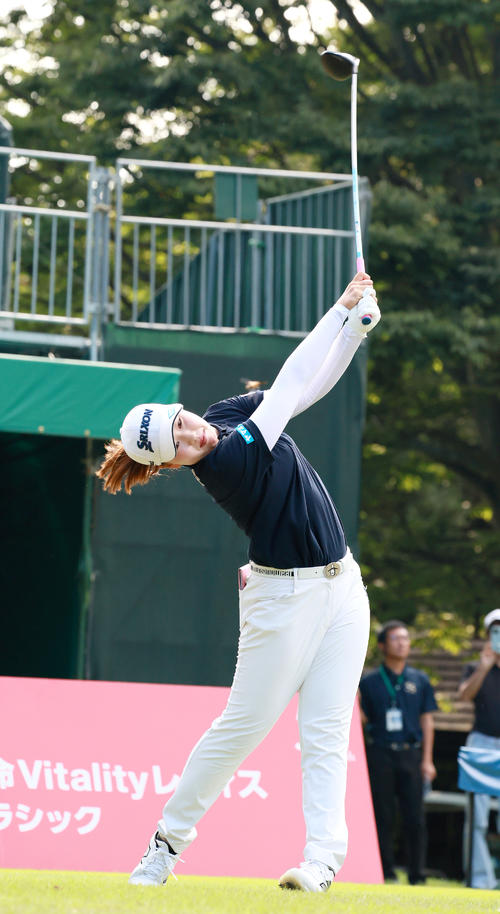 プロアマ戦で調整する竹田（撮影・上山淳一）