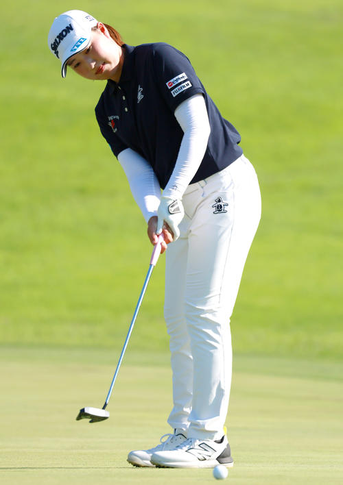 プロアマ戦で調整する竹田（撮影・上山淳一）