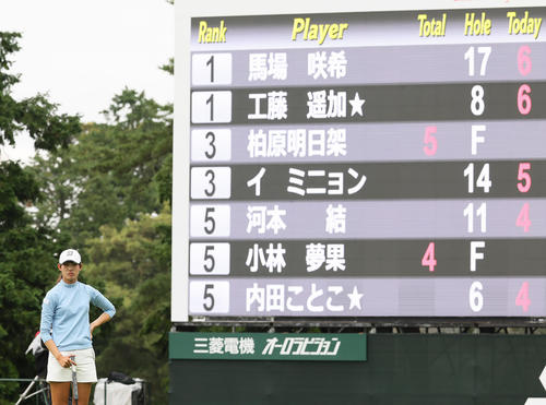 首位で18番に臨む馬場（撮影・足立雅史）