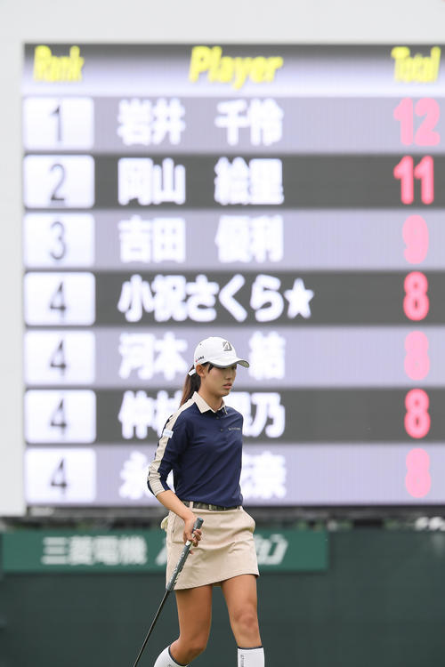 18番、グリーン上で厳しい表情を見せる馬場（撮影・足立雅史）