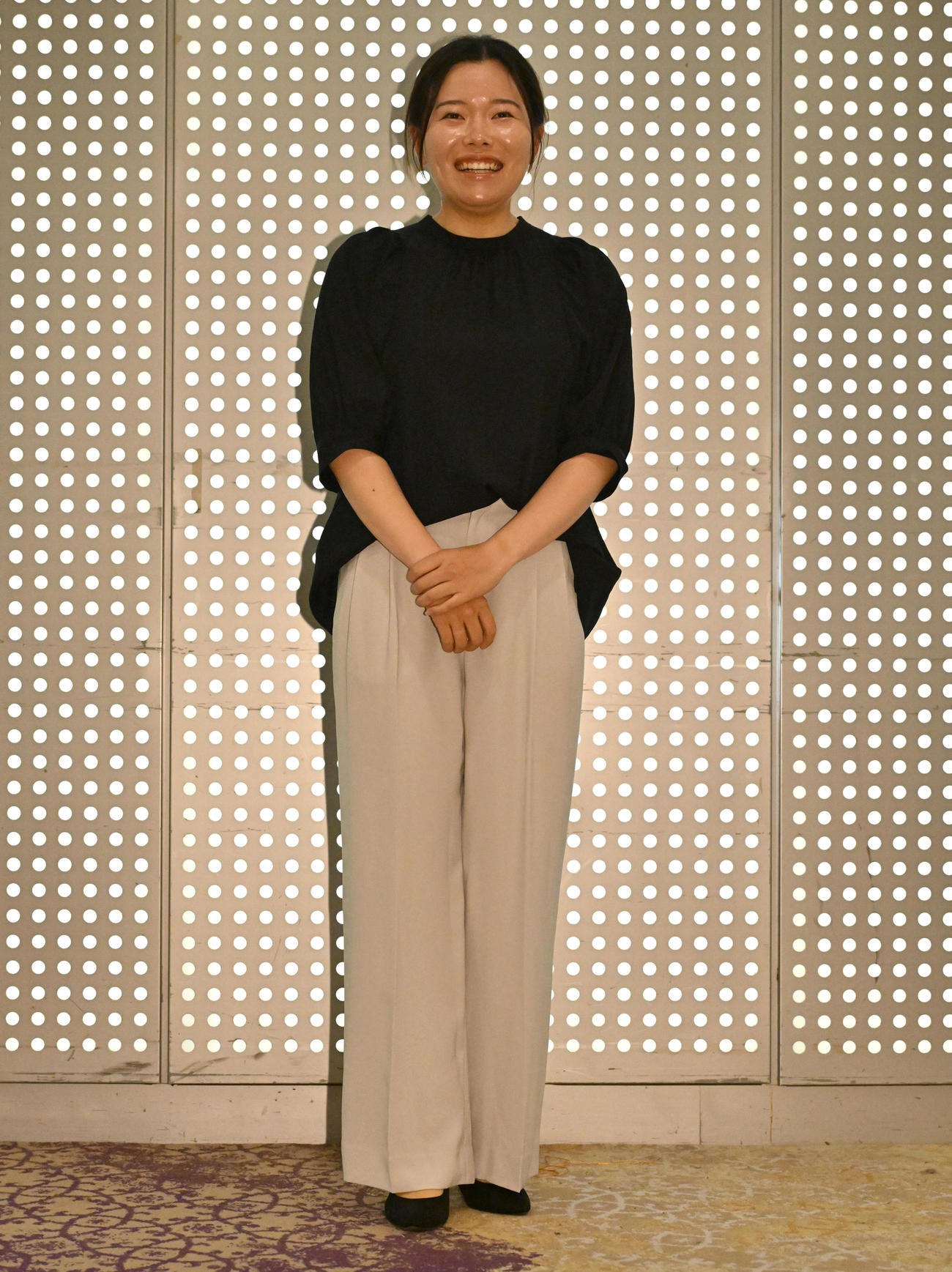 前夜祭に参加する勝みなみ（撮影・石井愛子）