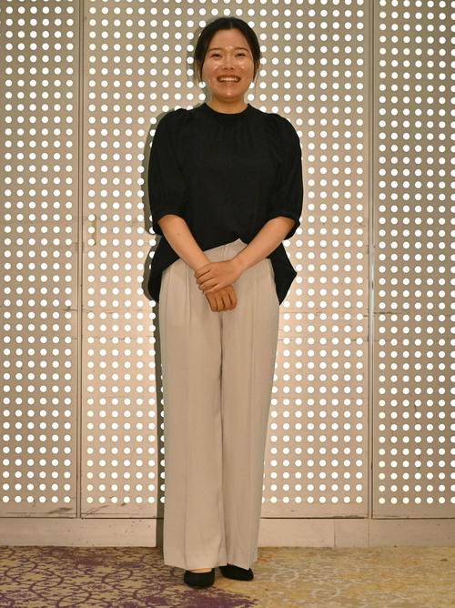前夜祭に参加する勝みなみ（撮影・石井愛子）