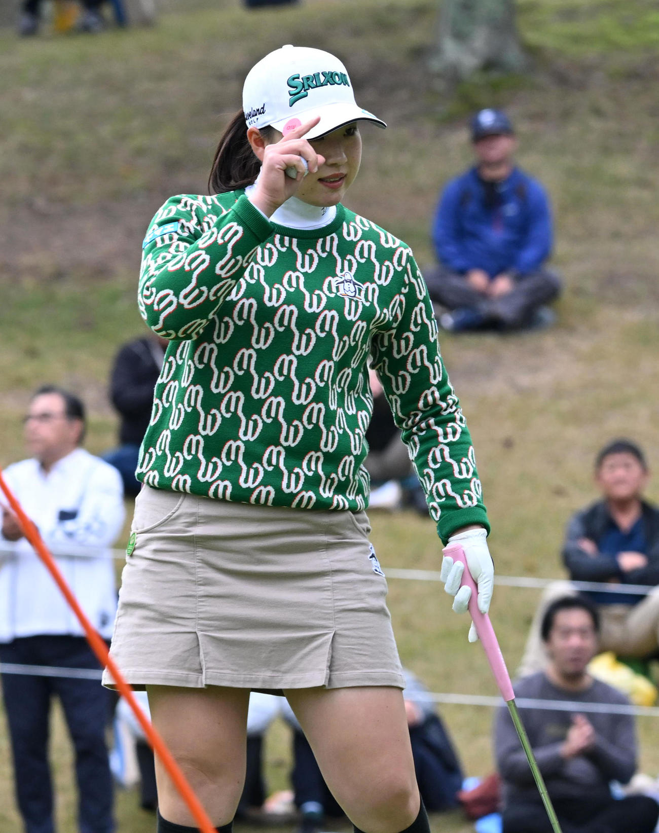 9番、バーディーパットを決めた竹田（撮影・前岡正明）