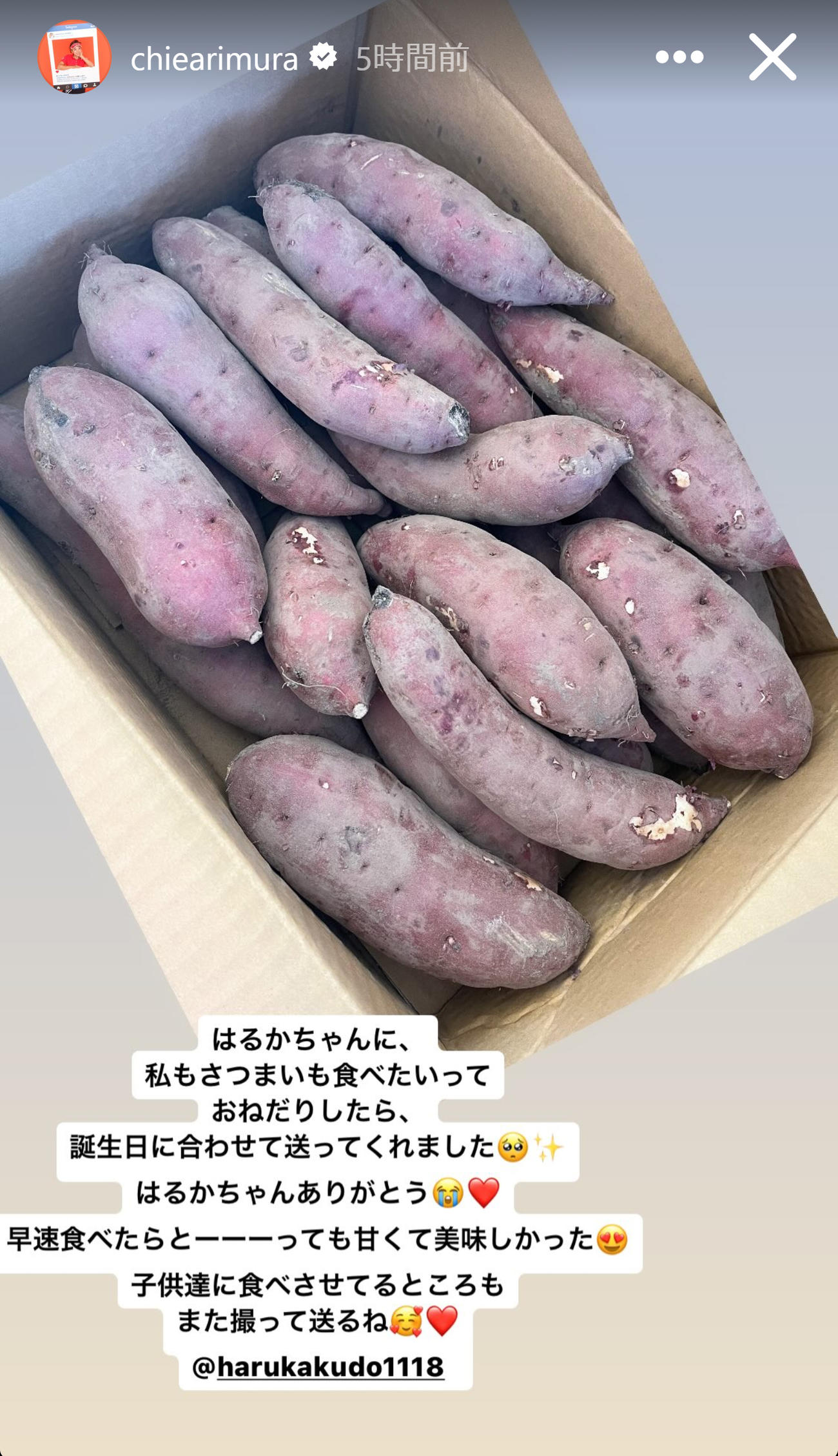 有村智恵のインスタグラムから