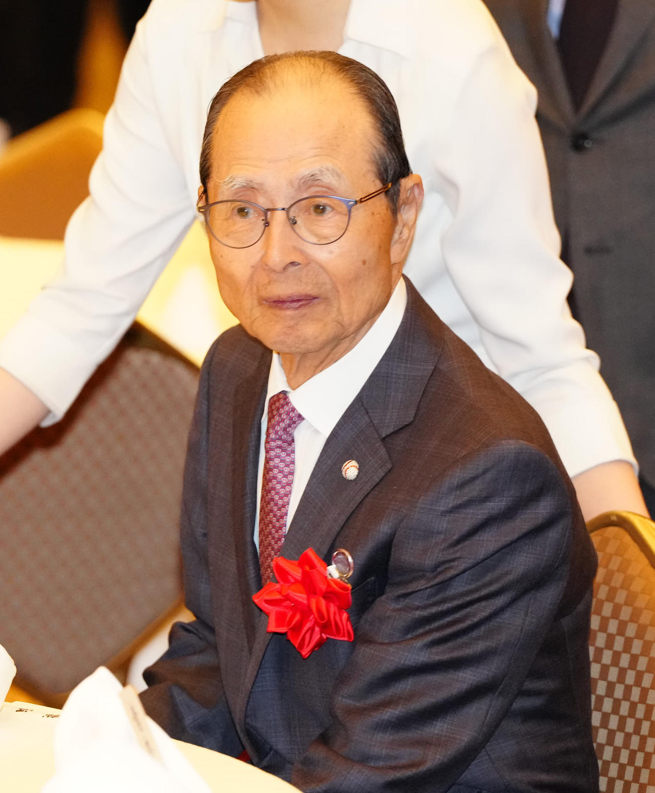 青木の文化功労者顕彰を祝う会に出席する王貞治氏（撮影・江口和貴）