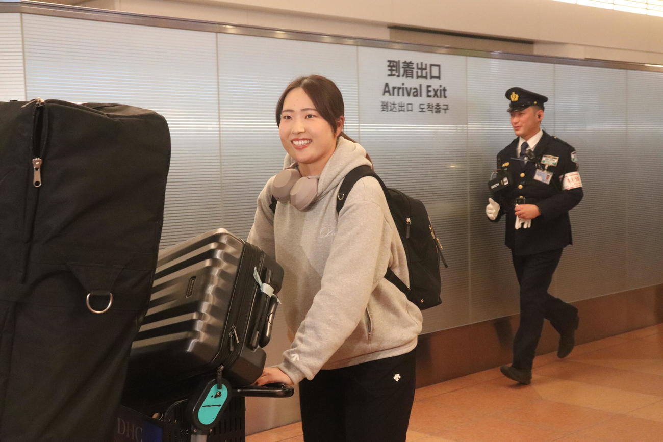 米女子ツアーで初優勝し帰国した竹田麗央