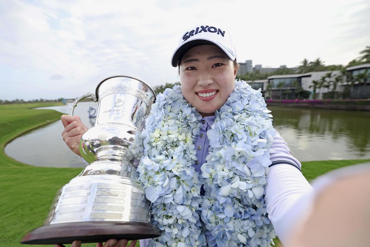 中国で開催の米女子ゴルフ、ブルーベイLPGAで優勝した竹田麗央＝ブルーベイGC（ゲッティ＝共同）