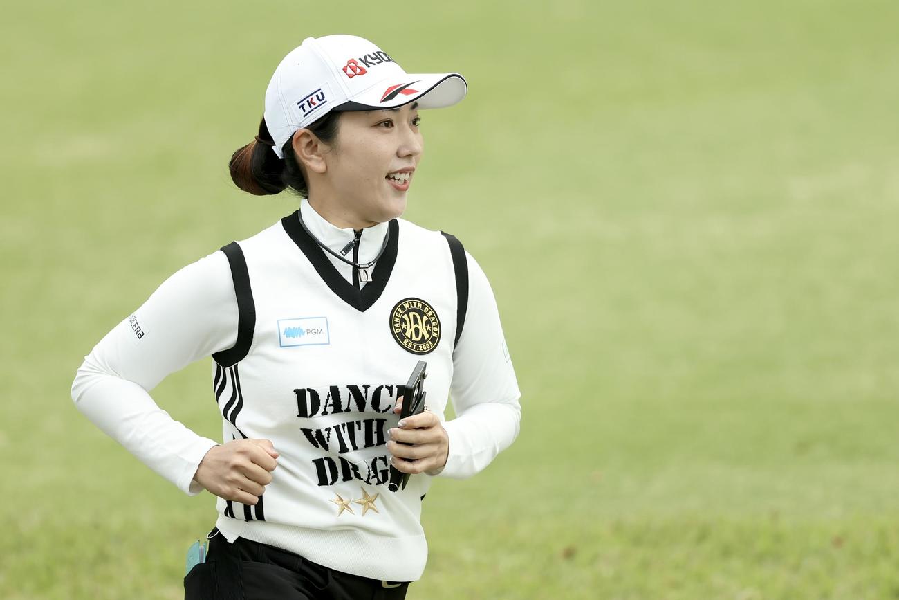 プロアマ戦に臨む笠（撮影・河田真司）