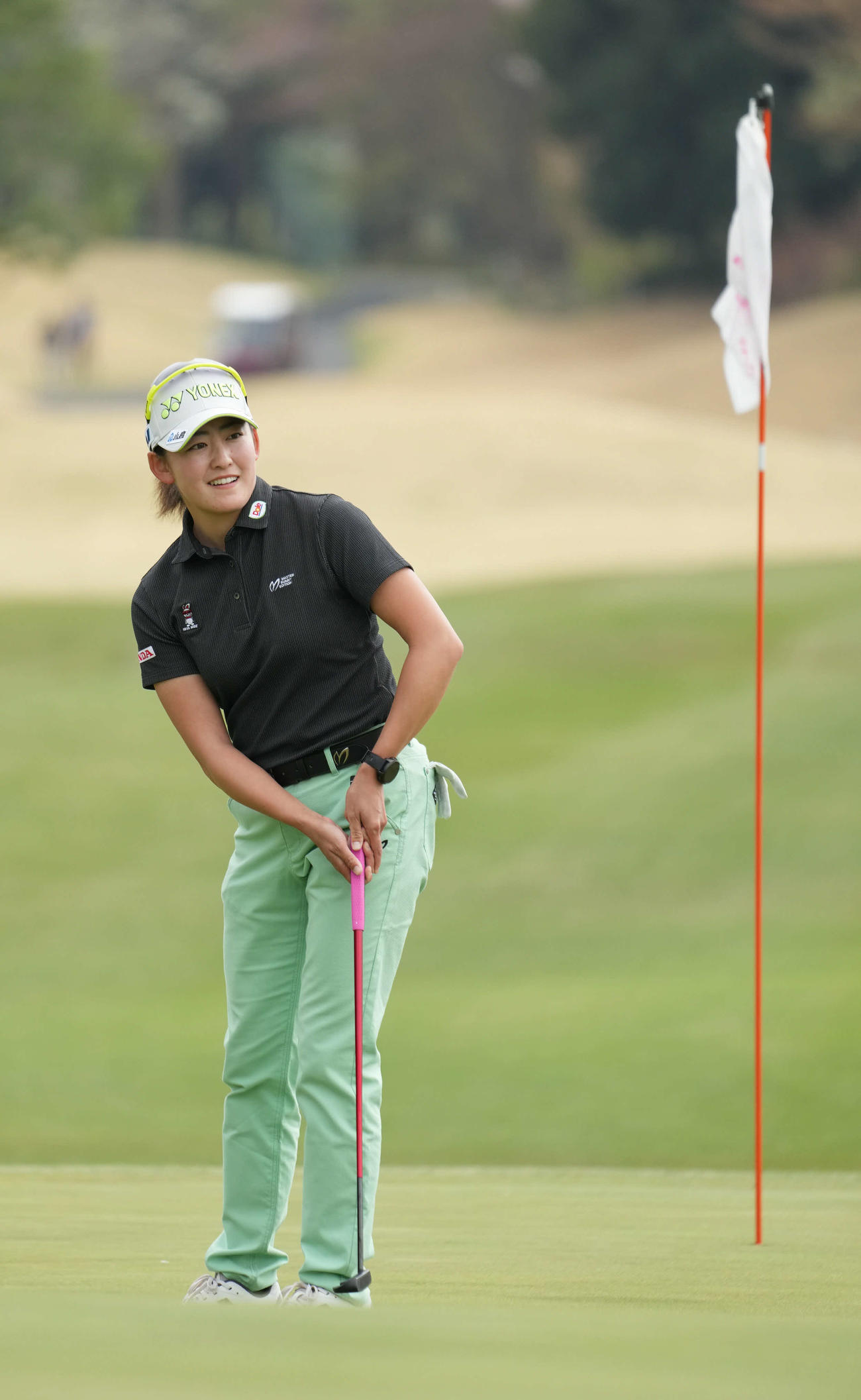 富士フィルム・スタジオアリス女子オープンのプロアマに臨む岩井千（撮影・小沢裕）