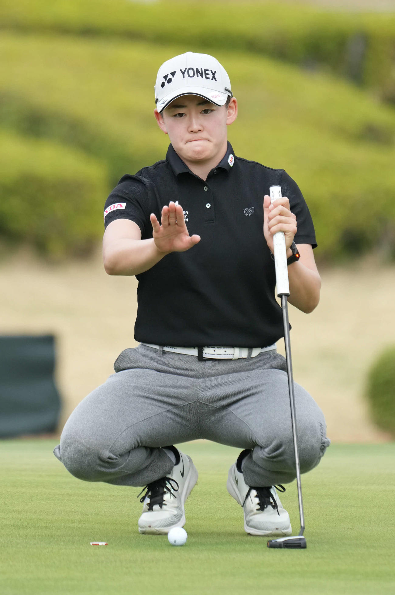 富士フィルム・スタジオアリス女子オープンのプロアマに臨む岩井明（撮影・小沢裕）