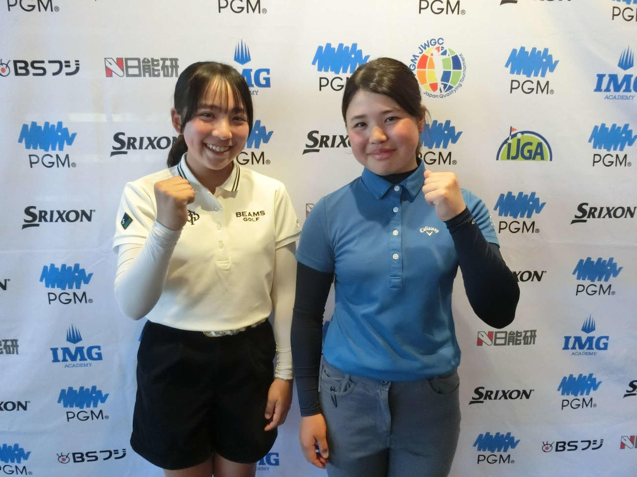 13－14歳の部女子1位の佐藤心裕（右）と2位の岩永梨花（C）IJGA
