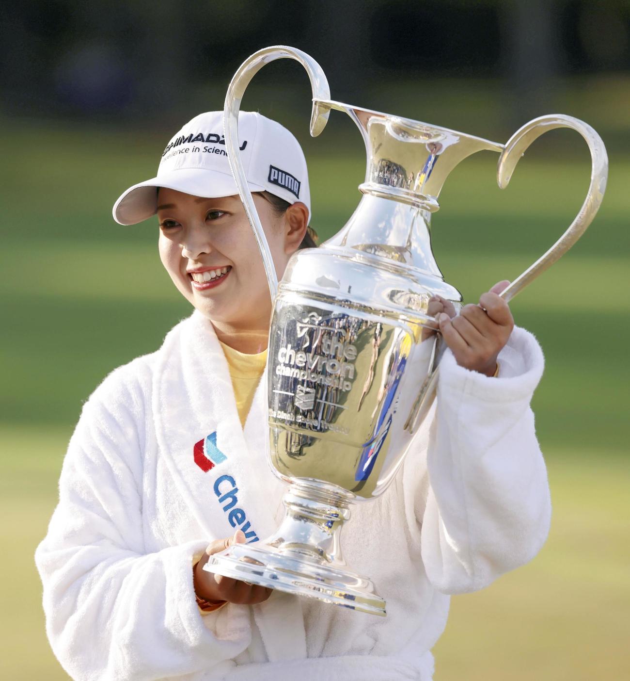 最終ラウンド、プレーオフを制し、メジャー初優勝を果たした西郷真央＝カールトンウッズ・クラブ（ゲッティ＝共同）