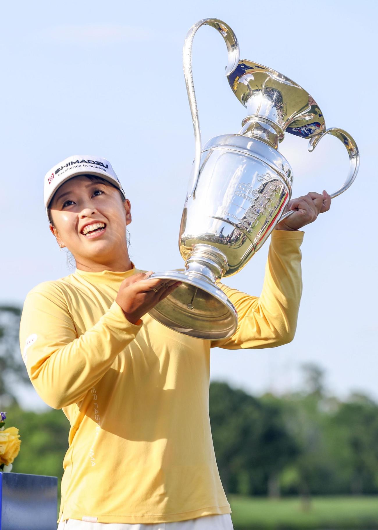 女子ゴルフのシェブロン選手権でメジャー初優勝を果たした西郷真央。米ツアーも初制覇（共同）