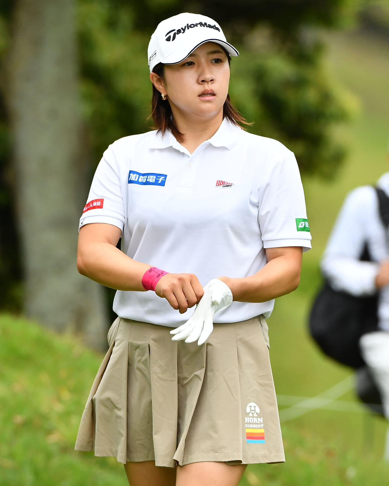 2番ティーイングエリアに入る泉田（撮影・岩下翔太）