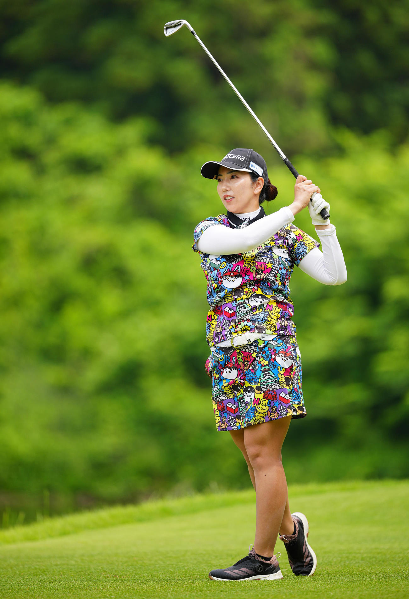 3番、ティーショットを放つ笠（撮影・垰建太）