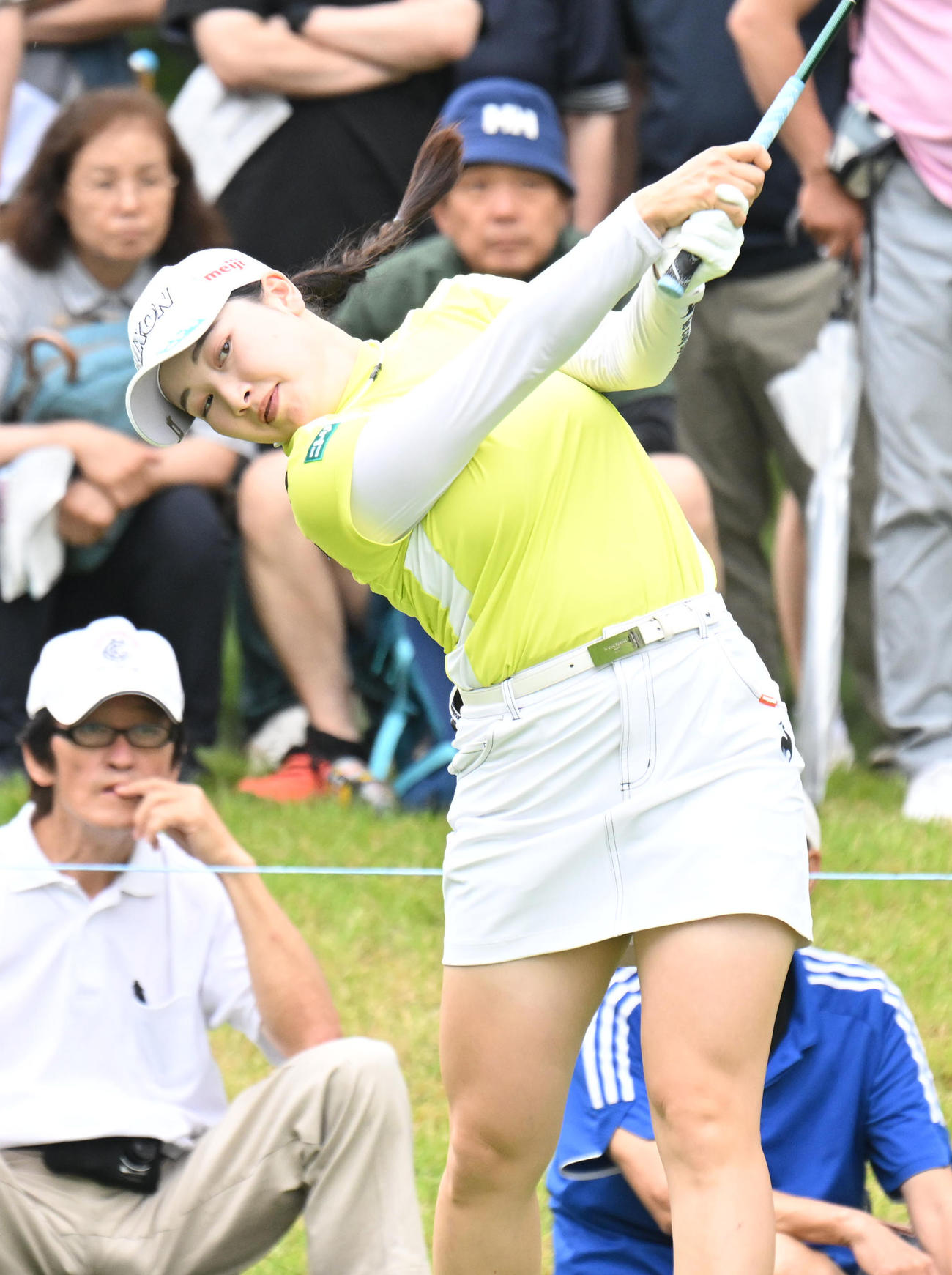 2番、ティーショットを打つ小祝さくら（撮影・和賀正仁）