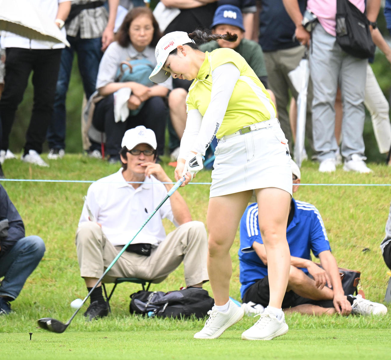 2番、ティーショットを打つ小祝さくら（撮影・和賀正仁）