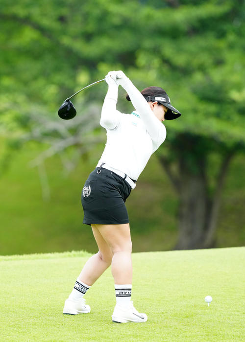 資生堂・JALレディースのプロアマ大会に臨む吉本（撮影・江口和貴）