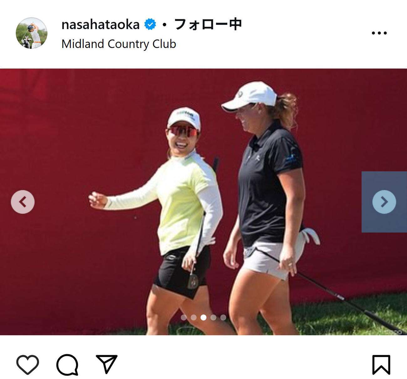 畑岡奈紗のインスタグラムから