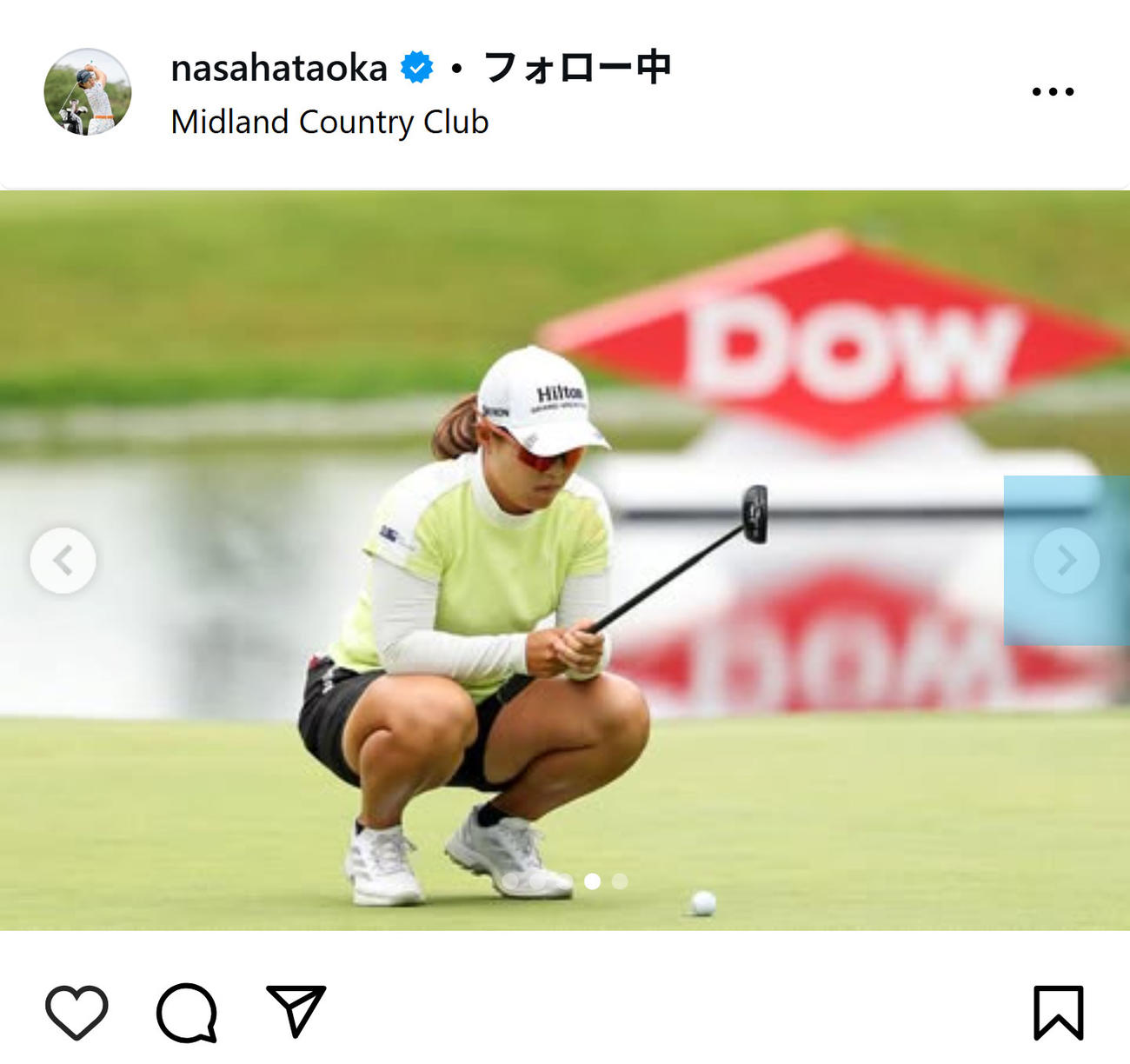 畑岡奈紗のインスタグラムから