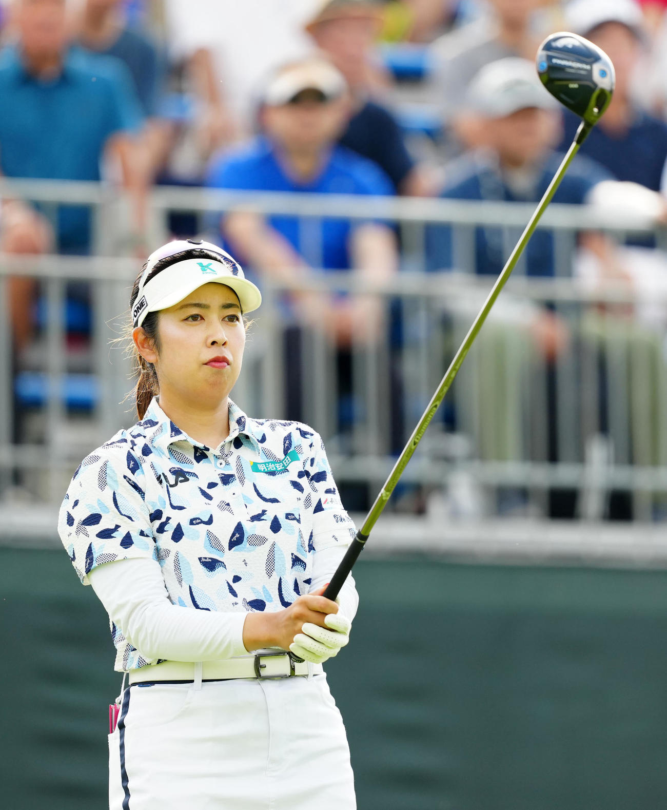 10番に臨む天本（撮影・江口和貴）