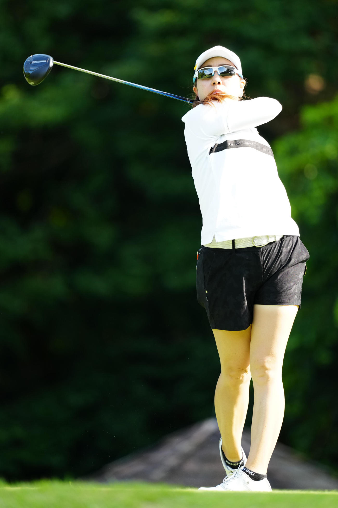 12番、ティーショットを放つ宮里（撮影・江口和貴）