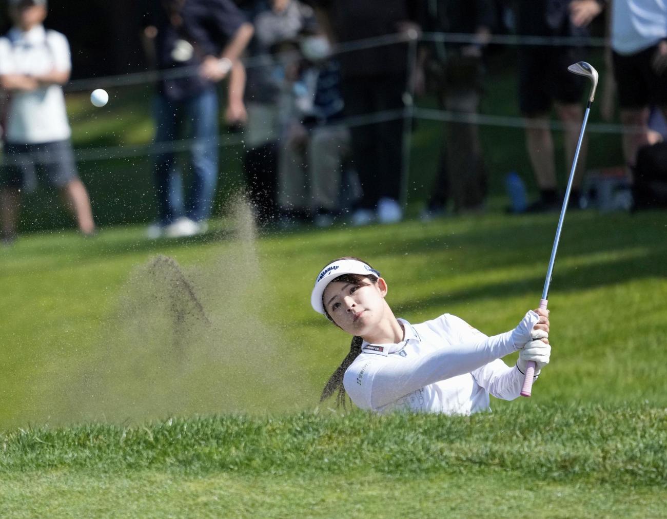 最終日、通算8アンダーで6位の政田夢乃(共同)