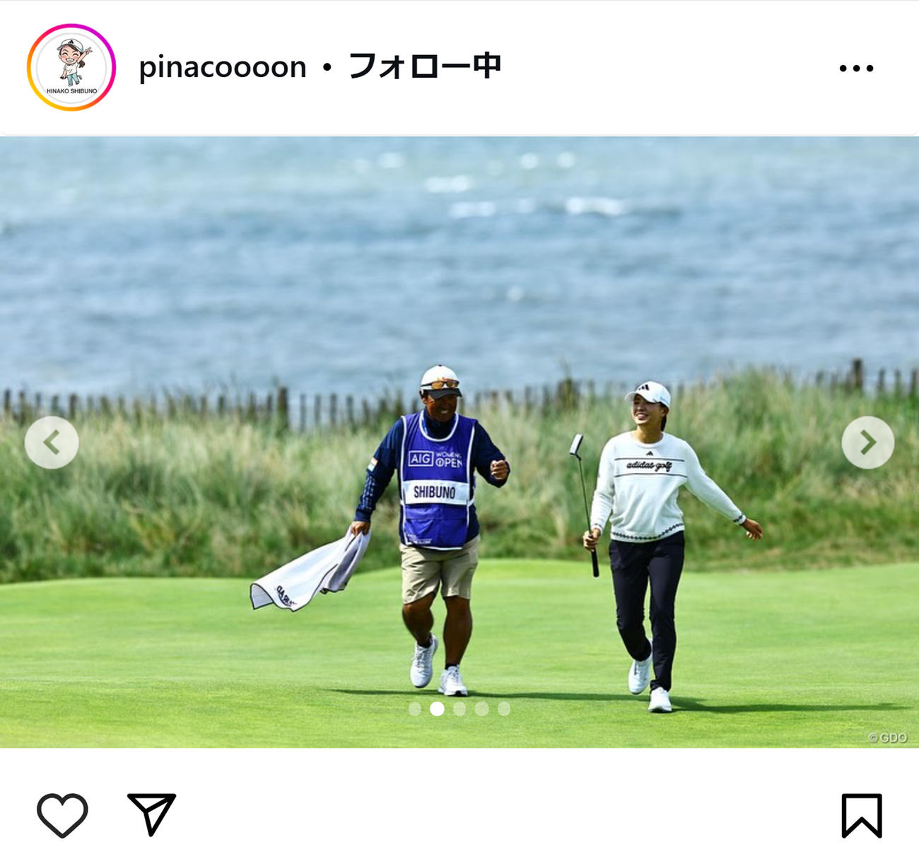 渋野日向子のインスタグラムから